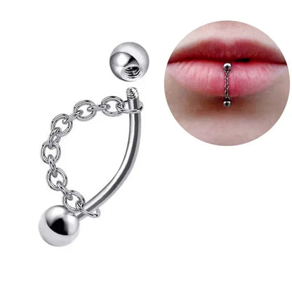 Punk Style Stainless Steel Chain Lip Stud - Versatile Cartilage Stud Earrings for All Occasions