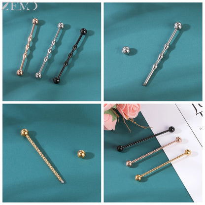 ZEMO 14G Stainless Steel Industrial Barbell Earrings - Versatile and Stylish for All Occasions