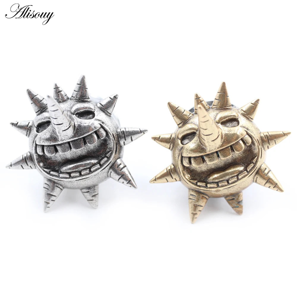 Alisouy 2PCS Sun Moon Stainless Steel Ear Tunnels - Versatile, Comfortable Body Piercing Jewelry