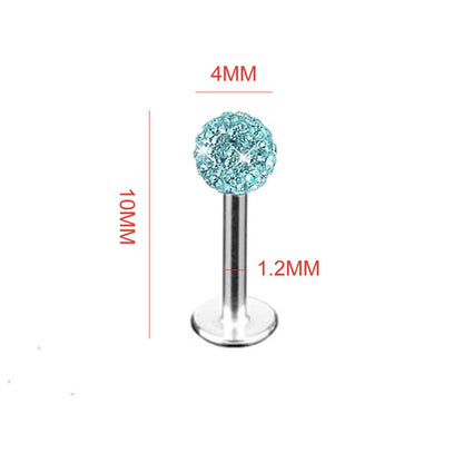 Stylish Labret Stud with Crystal Ball - Versatile Stainless Steel Body Jewelry