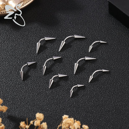 Versatile Black Stainless Steel Long Spike Eyebrow Ring for Any Occasion