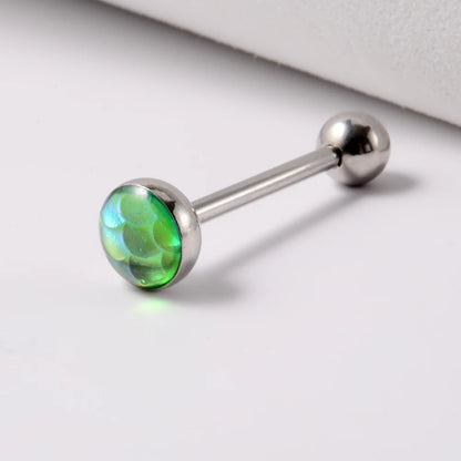 1PC 14G Tongue Rings Surgical Steel Tongue Piercing Jewelry for Women Men Fish Scales Ball Tongue Ring Barbell Piercing
