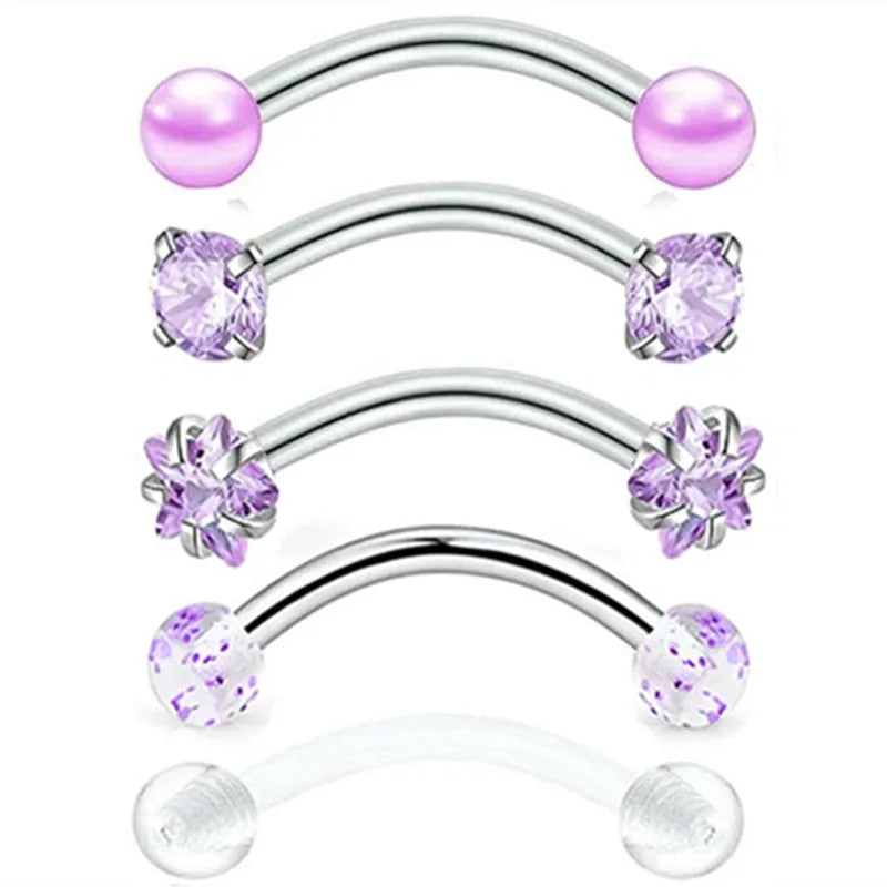 5PCS Crystal Eyebrow Piercing Set Curved Barbell Piercings Rook Earring Bulk Helix Stud Tragus Earrings Cartilage Jewelry Labret