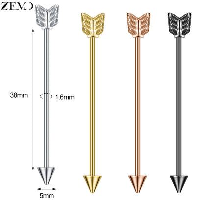 ZEMO 38MM Stainless Steel Industrial Barbell Earrings - Unisex, Multistyle