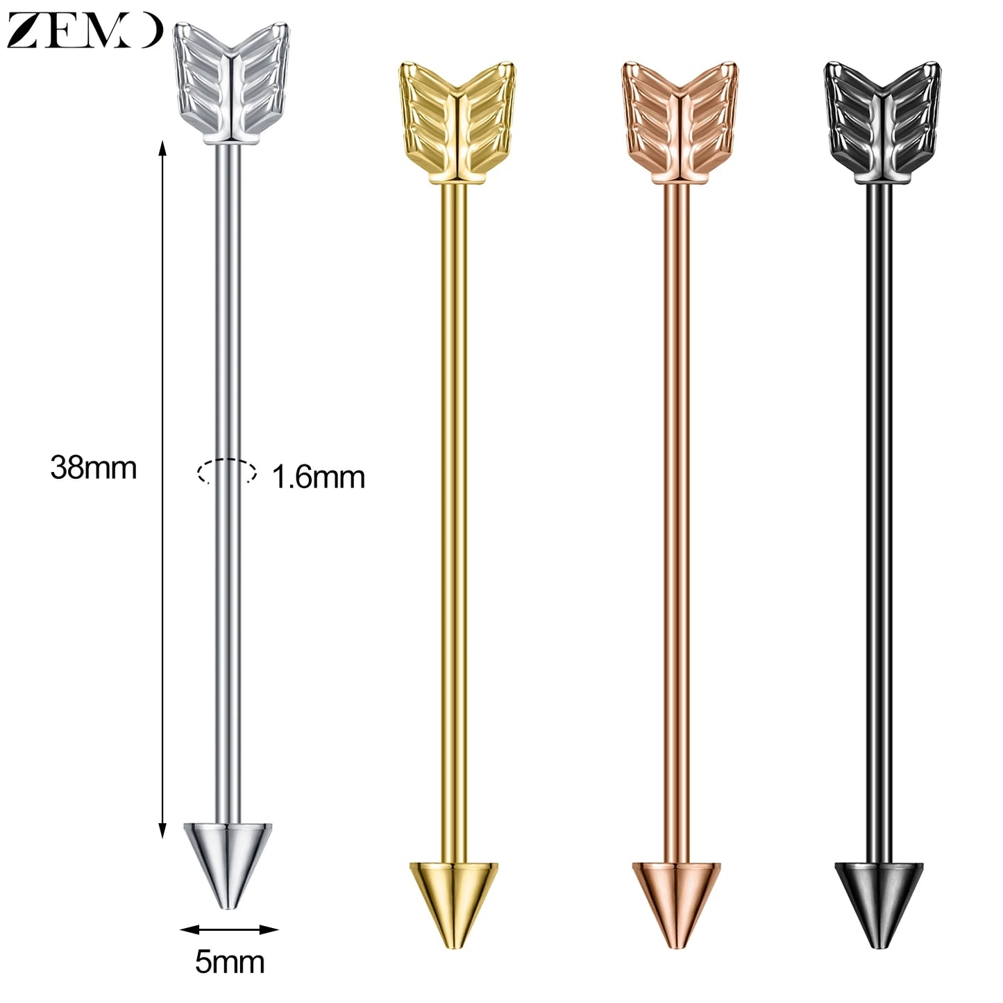 ZEMO 14G Stainless Steel Industrial Barbell Earrings - Versatile and Stylish for All Occasions