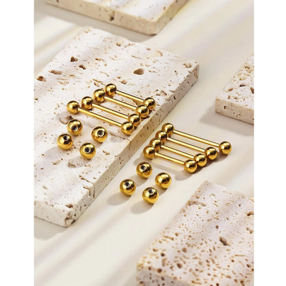 14G 16G Nipple Tongue Rings Stainless Steel Barbells Piercing Jewelry Silvery Black Golden 12mm-18mm Length Ball Size 5MM 6MM