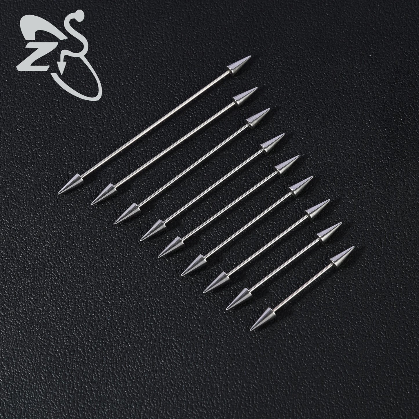ZS 1PC 16G Stainless Steel Long Industrial Piercing Barbell Cartilage Earring Spike Helix Piercing 24/28/32/35/38/40/45/60mm