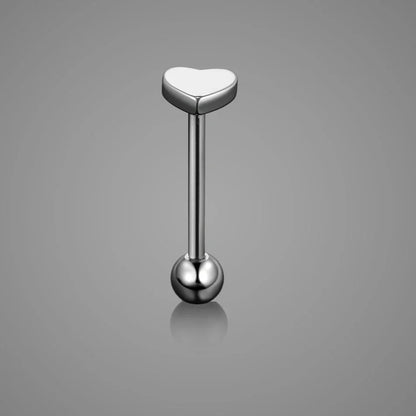 1PC Stainless Steel Heart Shaped Tongue Ring Barbell Tongue Piercing Cute Bar Ear Tragus Studs Labret Piercing Body Jewelry