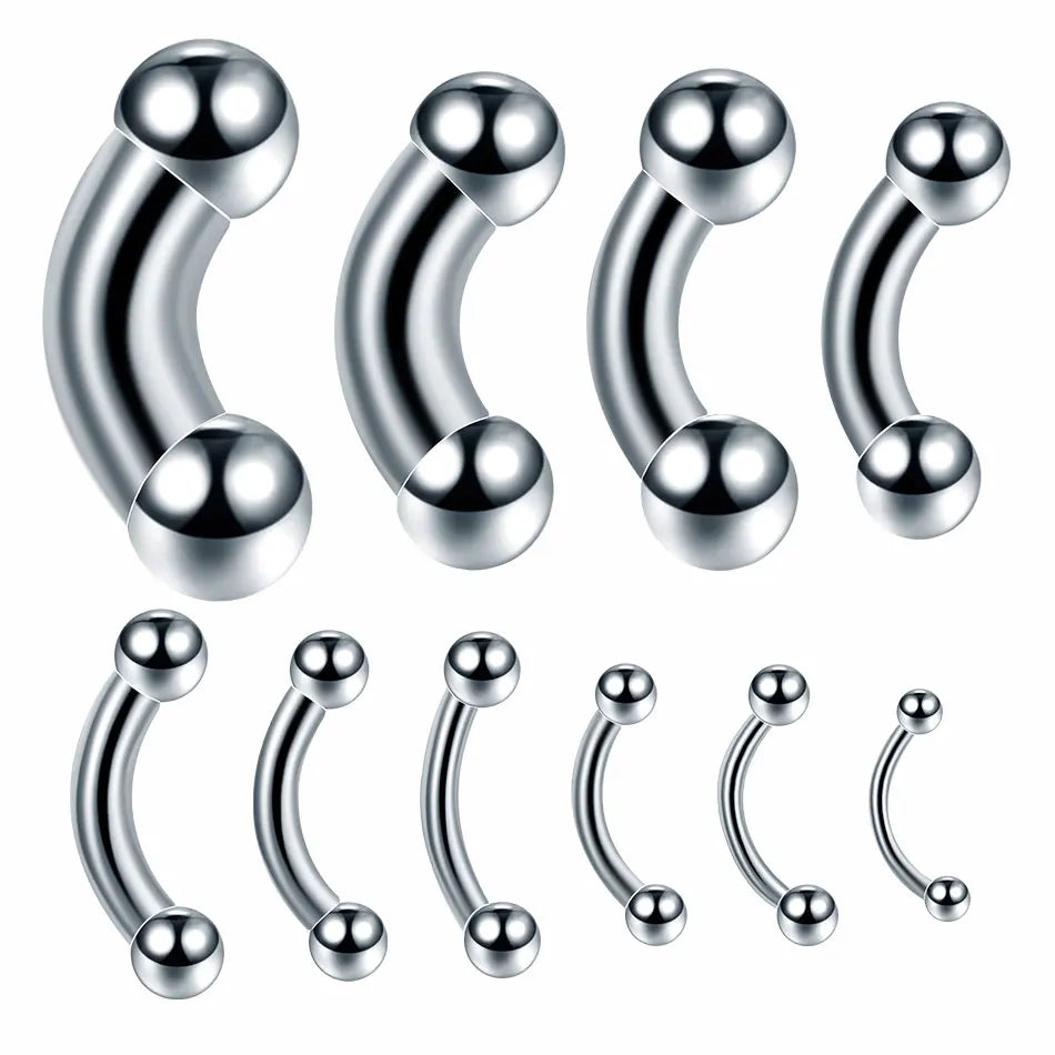1pcs Stainless Steel Large Gauge Curved Barbell 16G-00G Internally Threaded Eyebrow Septum Piercing Body Jewelry