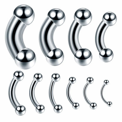 1pcs Stainless Steel Large Gauge Curved Barbell 16G-00G Internally Threaded Eyebrow Septum Piercing Body Jewelry