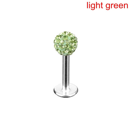 Stylish Labret Stud with Crystal Ball - Versatile Stainless Steel Body Jewelry