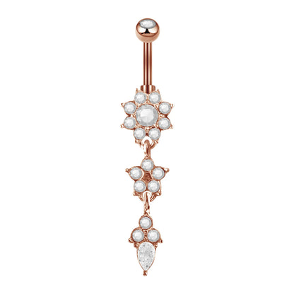 Elegant Stainless Steel Cat-Shaped Belly Ring with Zircon Detailing