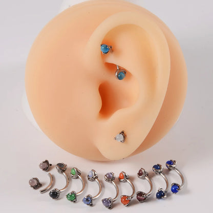 1PC 316L Surgical Steel Stylish sexy Curved Barbell Ring Opal Eyebrow Ear Cartilage Helix Piercings Jewelry 16G Ladies Men