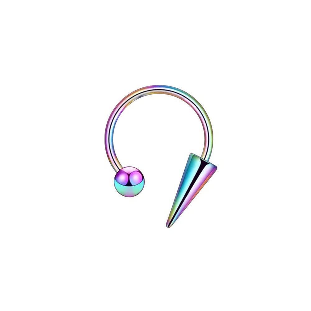 Versatile Stainless Steel Nose Ring Set - Multi-Color 16G Horseshoe Hoop and Spike Septum Piercing Kit