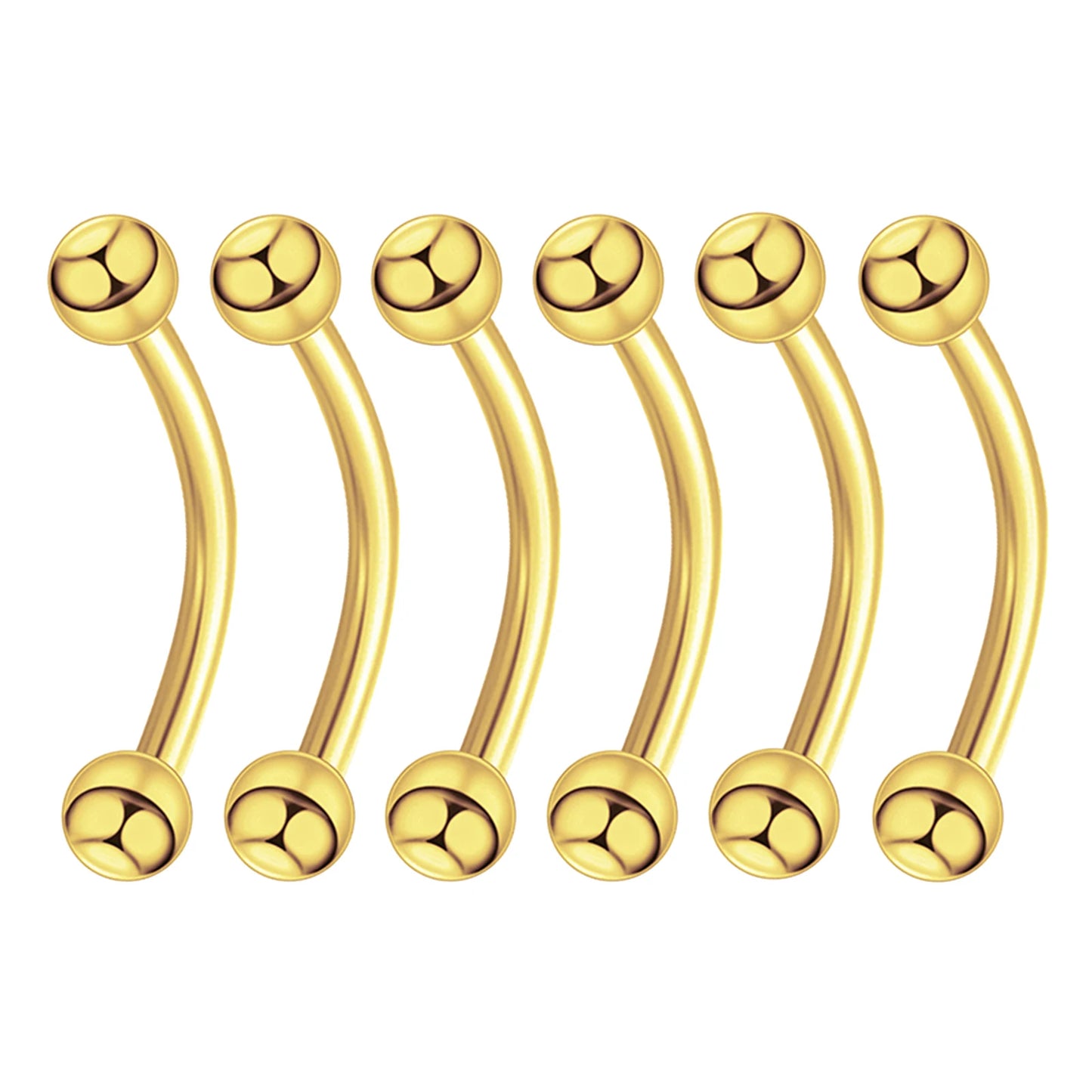 6PCS Stainless Steel Curved Barbell Jewelry - Banana Shape Eyebrow/Lip Ring, Helix/Navel/Cartilage Earring for Men Women