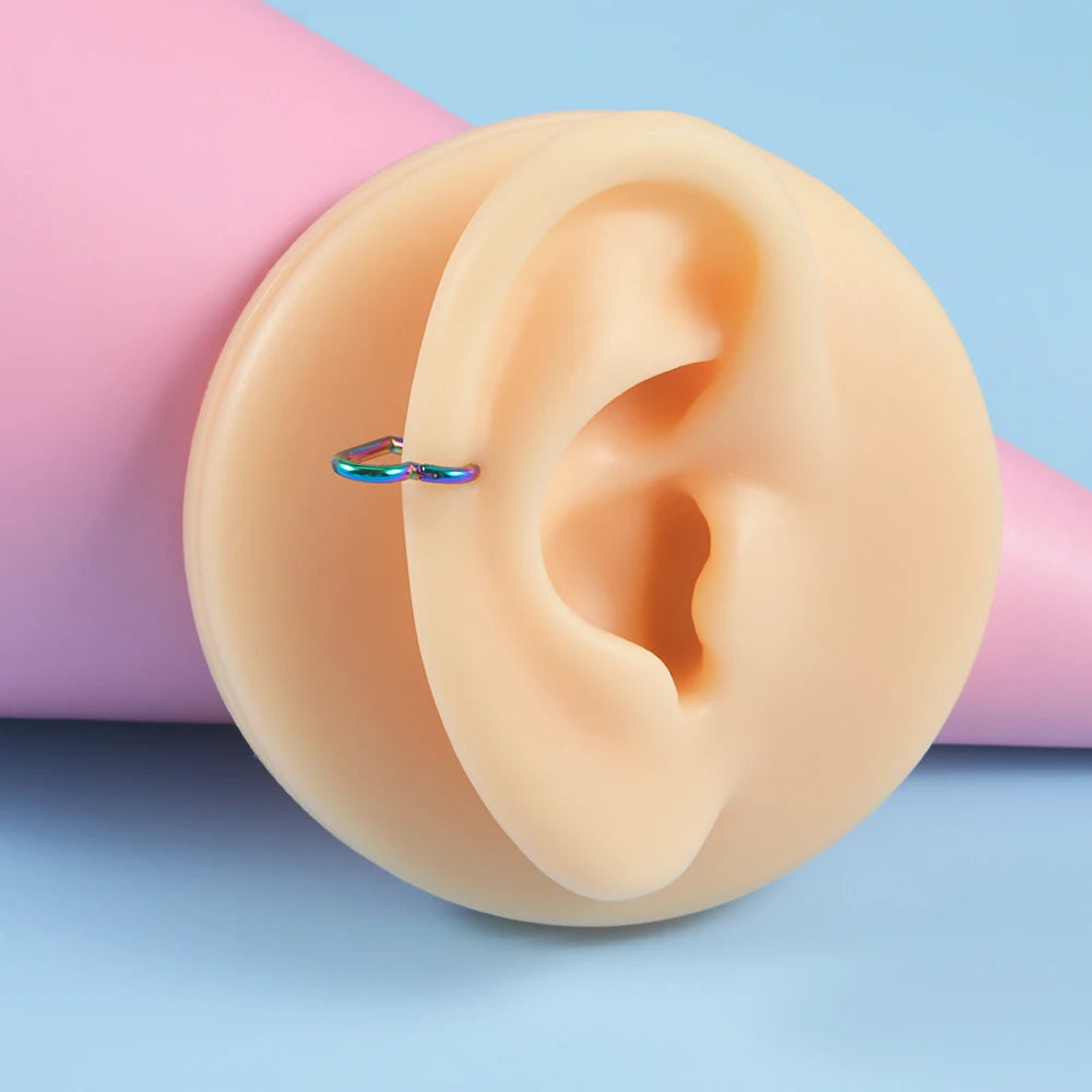 1pcs Stainless Steel Heart Shape Clicker Ear Tragus Cartilage Daith Helix Lobe Earrings Septum Nose Ring Body Piercing Jewelry