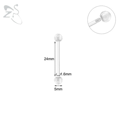 ZS 1PC Acrylic Stud Earring for Women Men Transparent Double Headed Round Earring Ear Helix Conch Cartilage Piercing 14G Jewelry