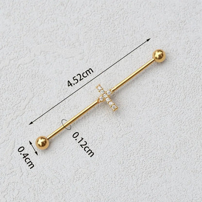 1PC Industrial Piercing Barbells Jewelry Stainless Steel CZ Heart Ball Pearl Cartilage Helix Earring Body Piercing for Women Men