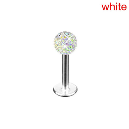 Stylish Labret Stud with Crystal Ball - Versatile Stainless Steel Body Jewelry