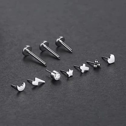 G23 Titanium Threadless Labret Studs Piercing Jewelry 16G Push Pin Cartilage Helix Tragus Earrings for Women Lip Stud Earrings