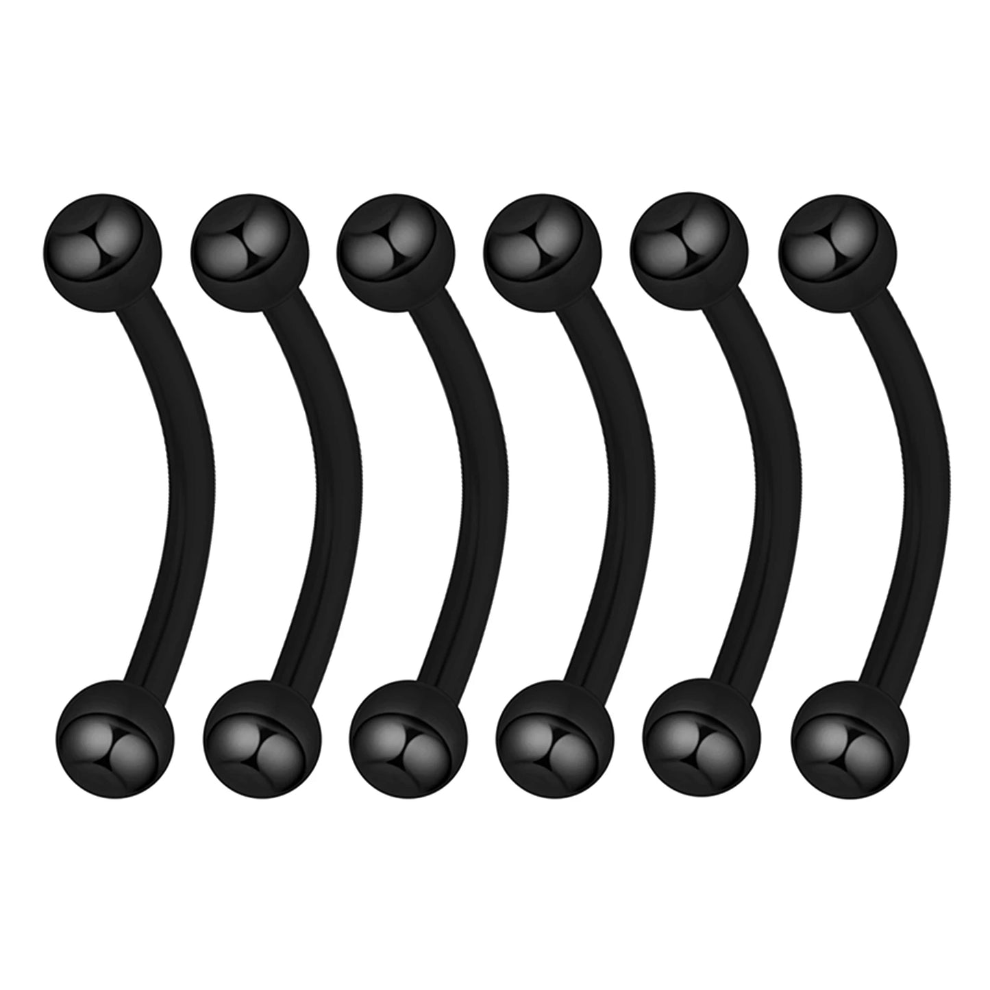 6PCS Stainless Steel Curved Barbell Jewelry - Banana Shape Eyebrow/Lip Ring, Helix/Navel/Cartilage Earring for Men Women