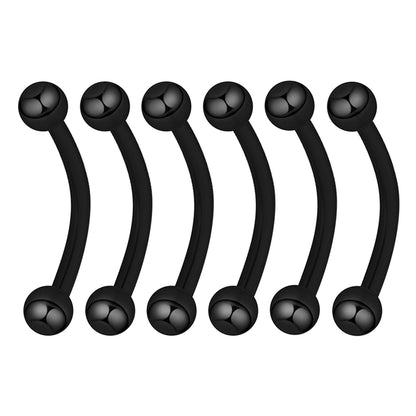 6PCS Stainless Steel Curved Barbell Jewelry - Banana Shape Eyebrow/Lip Ring, Helix/Navel/Cartilage Earring for Men Women