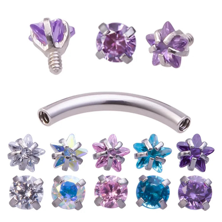 5PCS Crystal Eyebrow Piercing Set Curved Barbell Piercings Rook Earring Bulk Helix Stud Tragus Earrings Cartilage Jewelry Labret