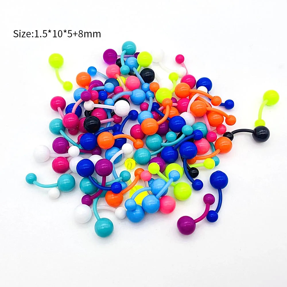 Versatile Acrylic Body Piercing Set - Transparent Barbell Rings for Lips, Ears, Nose, and More