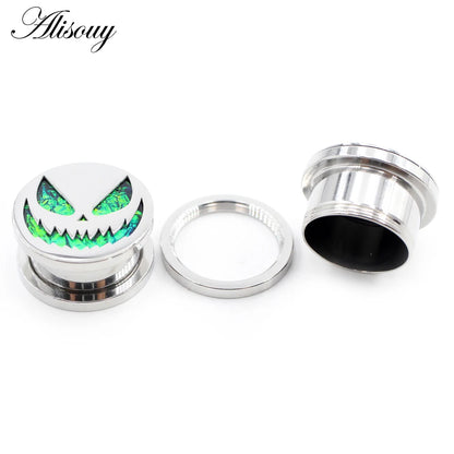 Alisouy 2pcs New Stainless Steel Round Pumpkin Easter Ear Gauges Tunnels Plugs Expander Stretcher Earrings Piercing Body Jewelry