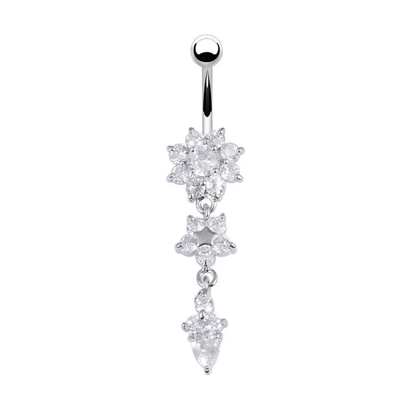 2023 Trendy Crystal Flower Belly Button Ring for Women - Versatile Body Jewelry
