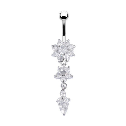 2023 Trendy Crystal Flower Belly Button Ring for Women - Versatile Body Jewelry
