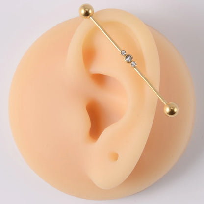 1PC Stainless Steel Industrial Barbell Long Bridge Micro Insert Zircon Earring Transversal Women Ear Piercing Jewelry 16G