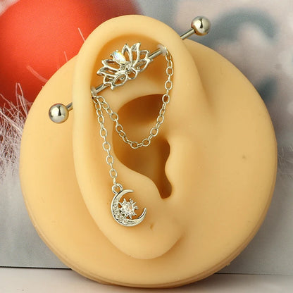 1PCS Stainless Steel dangling Industrial Piercing Barbell 14G Star Industrial Earring Tragus Cartilage Jewelry Industrial Rings