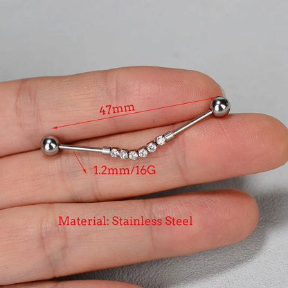 1PC Surgical Steel Industrial Piercing Jewelry With Chain Tassel Bridge Piercing Barbell Earrings Scaffold Bar for Women Men 16G