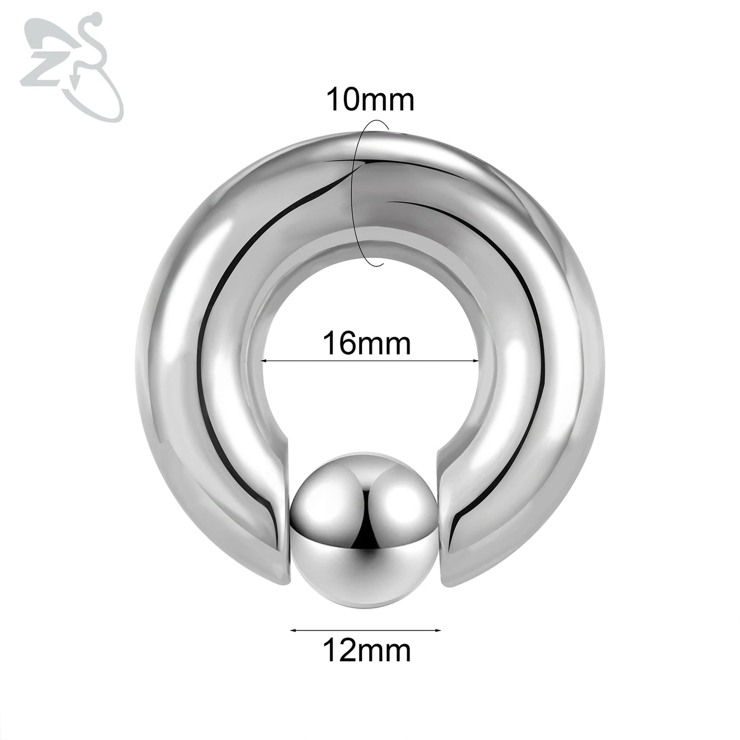 ZS 1 Piece 2/4/6/8G Stainelss Steel Horseshoe Nose Ring Men Internal Threaded Large Gauge Piercings Ear Expander Septum Piercing