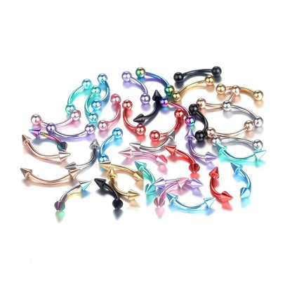 10Pcs Epoxy Curved Barbells Eyebrow Rings Piercing Jewelry Banana Bar Cartilage Tragus Body Piercing Gift