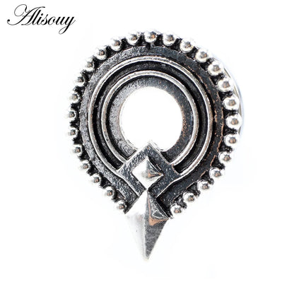 Alisouy 2pcs Stainless Steel Flower Triangle Cone Owl Zircon Star Screw Ear Tunnels Plugs Expander Gauges Body Piercing Jewelry