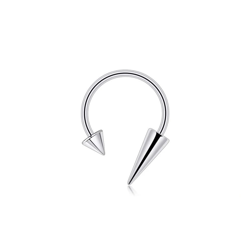Versatile Stainless Steel Nose Ring Set - Multi-Color 16G Horseshoe Hoop and Spike Septum Piercing Kit