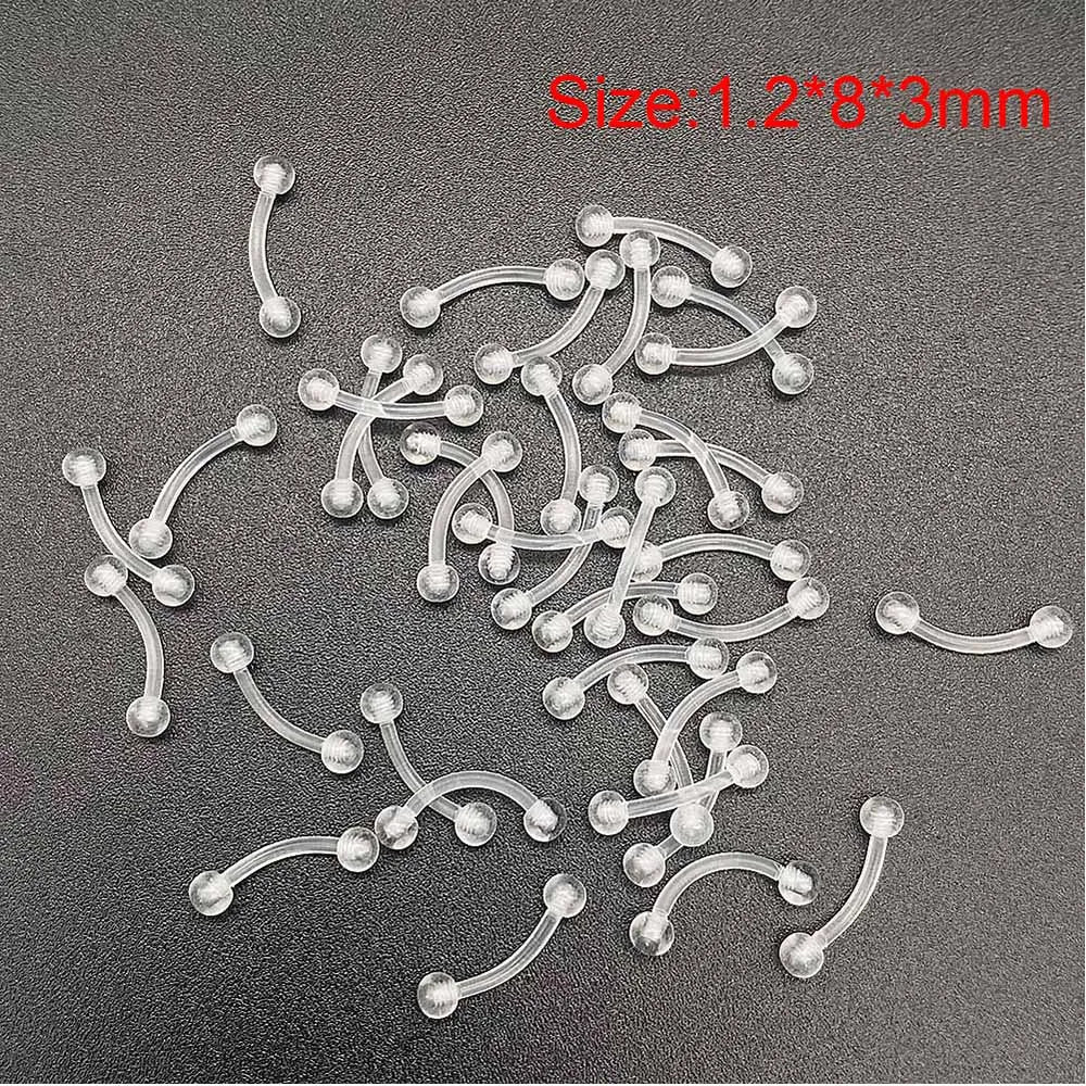 Versatile Acrylic Body Piercing Set - Transparent Barbell Rings for Lips, Ears, Nose, and More