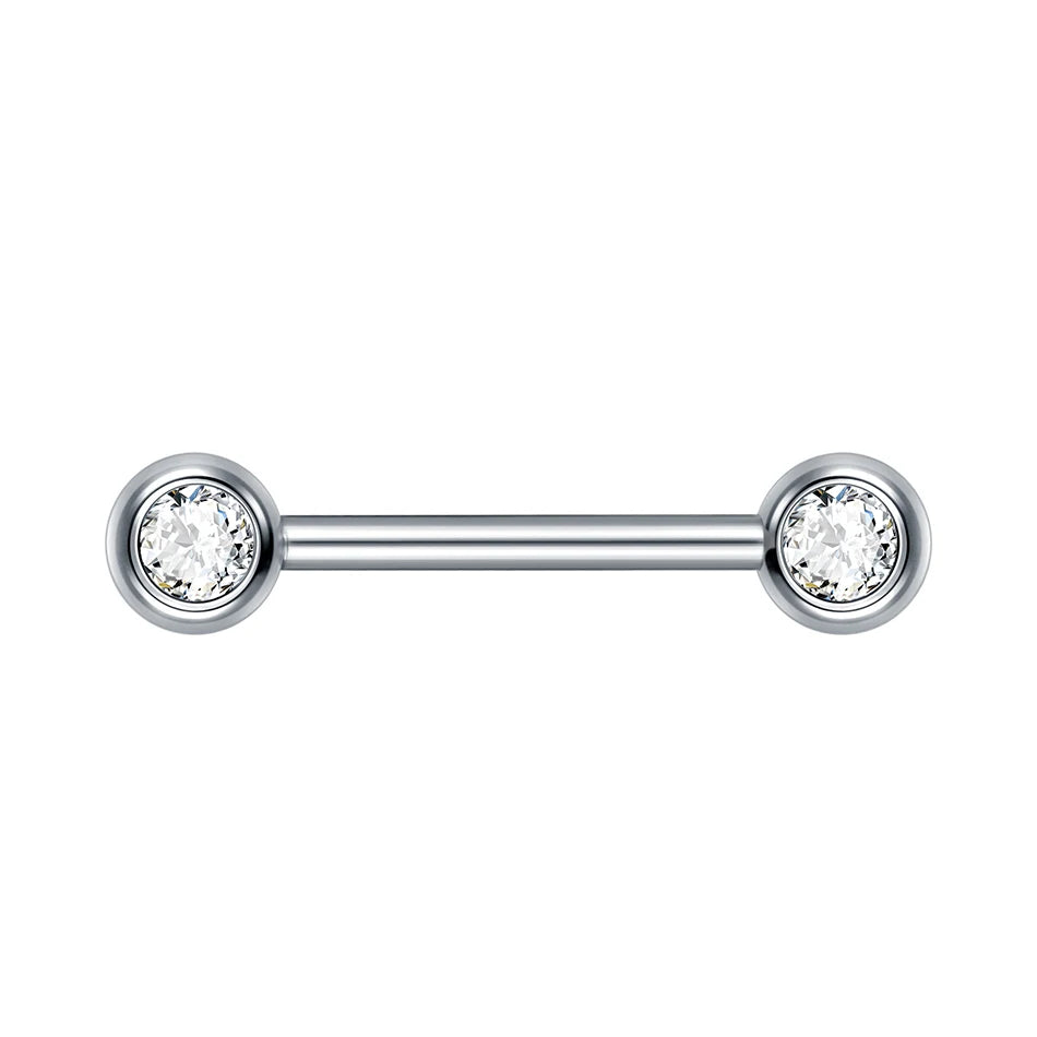 Hypoallergenic Titanium Nipple Barbell with Sparkling CZ Crystal - Versatile & Elegant