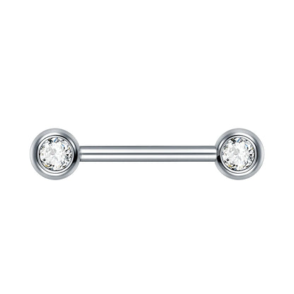 Hypoallergenic Titanium Nipple Barbell with Sparkling CZ Crystal - Versatile & Elegant