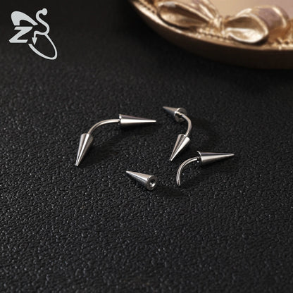 Versatile Black Stainless Steel Long Spike Eyebrow Ring for Any Occasion
