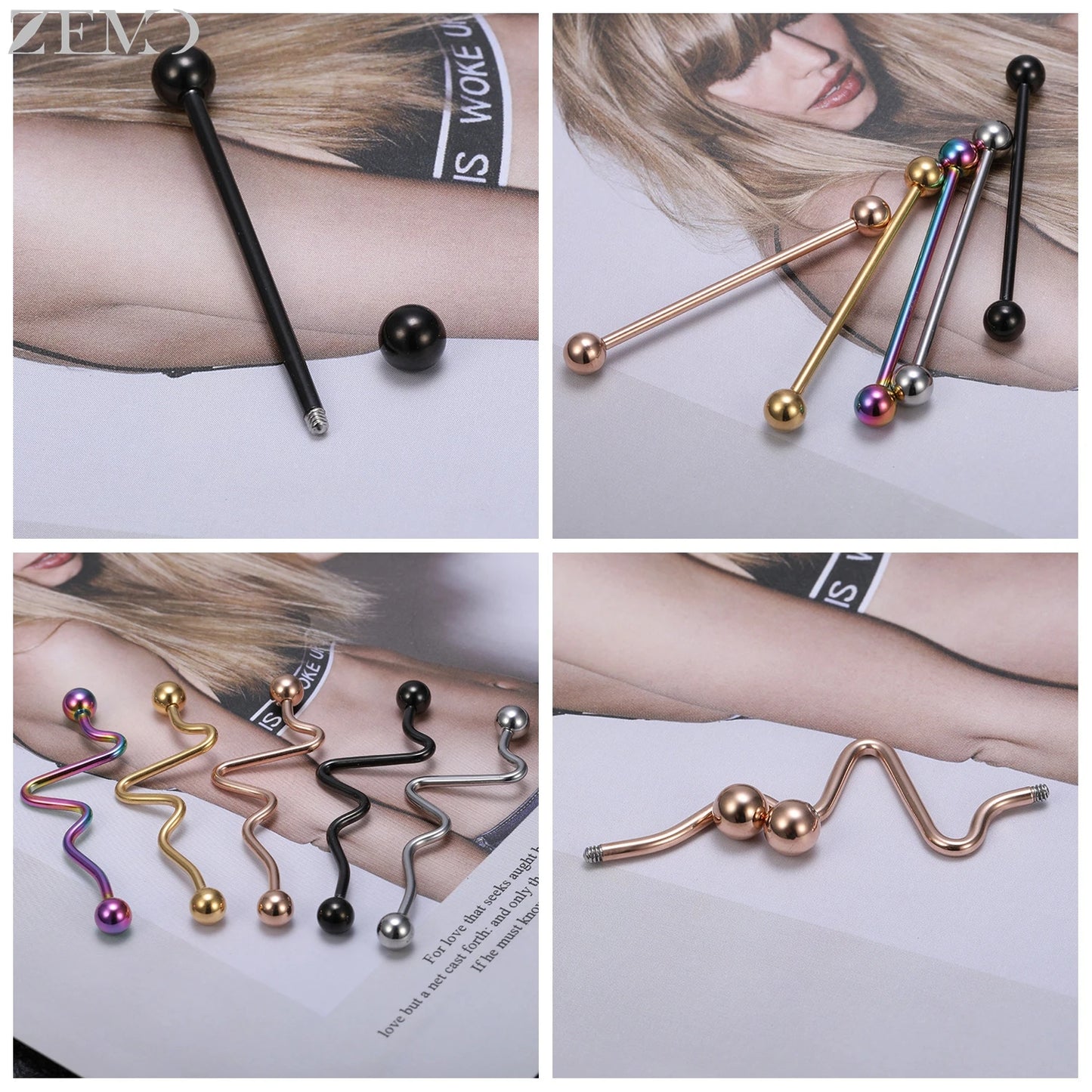 ZEMO 14G Stainless Steel Industrial Barbell Earrings - Versatile and Stylish for All Occasions