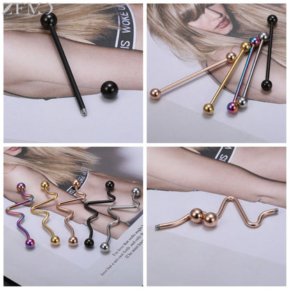 ZEMO 14G Stainless Steel Industrial Barbell Earrings - Versatile and Stylish for All Occasions