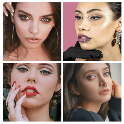 Versatile Stainless Steel Nose Ring Set - Multi-Color 16G Horseshoe Hoop and Spike Septum Piercing Kit