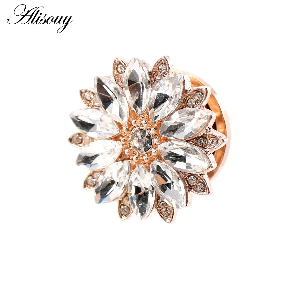 Alisouy 2pcs Stainless Steel Flower Zirconia Moon Star Clock Heart Screw Ear Tunnels Plugs Expander Gauges Body Piercing Jewelry