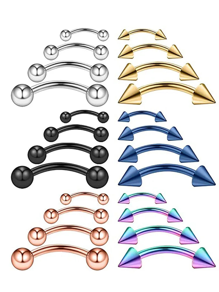 Implant Titanium Curved Barbells Eyebrow Rings Piercing Curved Bar Banana Rook Ear Cartilage Helix Tragus Body Piercing Jewelry
