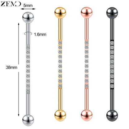 ZEMO 14G Stainless Steel Industrial Barbell Earrings - Versatile and Stylish for All Occasions