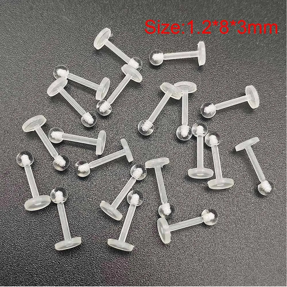 Versatile Acrylic Body Piercing Set - Transparent Barbell Rings for Lips, Ears, Nose, and More