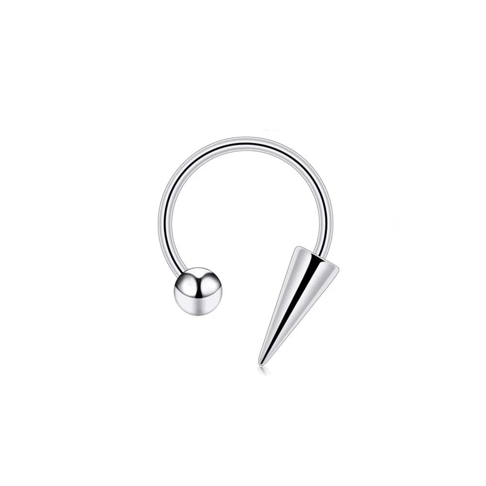 Versatile Stainless Steel Nose Ring Set - Multi-Color 16G Horseshoe Hoop and Spike Septum Piercing Kit